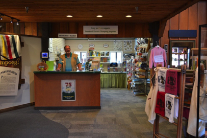 Information desk inside visitor center – gift store – maps